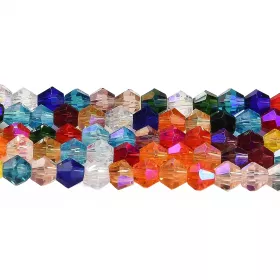 Skleněné sluníčko 4x4 mm, 87 ks, mix barev s AB pokovem