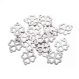 Spojovací díl z chirurgické oceli 304 čtyřlístek, 15,5x12x1 mm, 10ks
