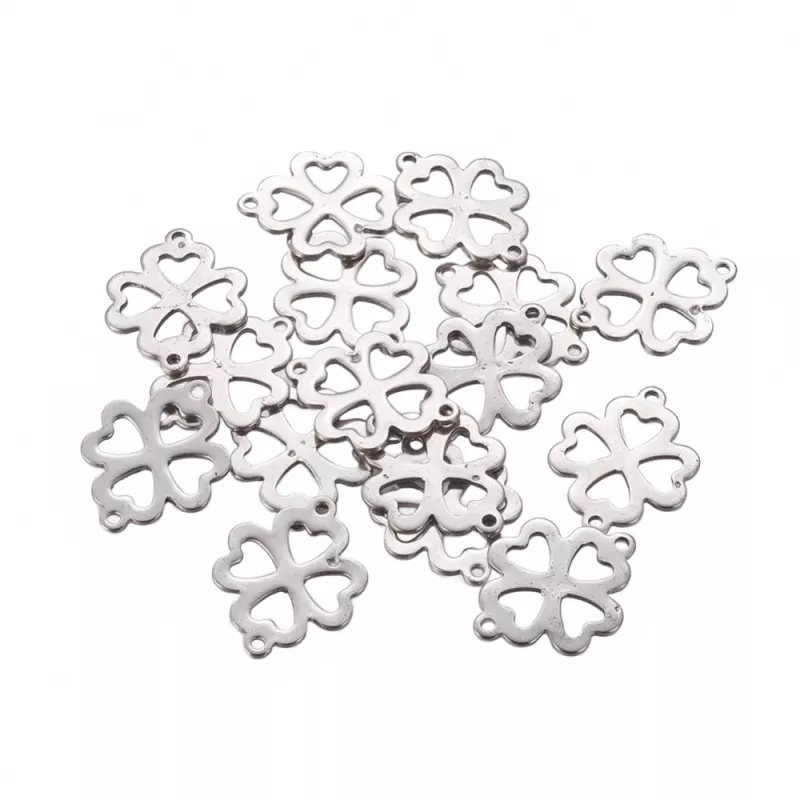 Spojovací díl z chirurgické oceli 304 čtyřlístek, 15,5x12x1 mm, 10ks