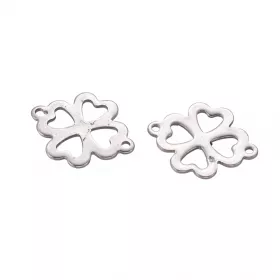 Spojovací díl z chirurgické oceli 304 čtyřlístek, 15,5x12x1 mm, 10ks