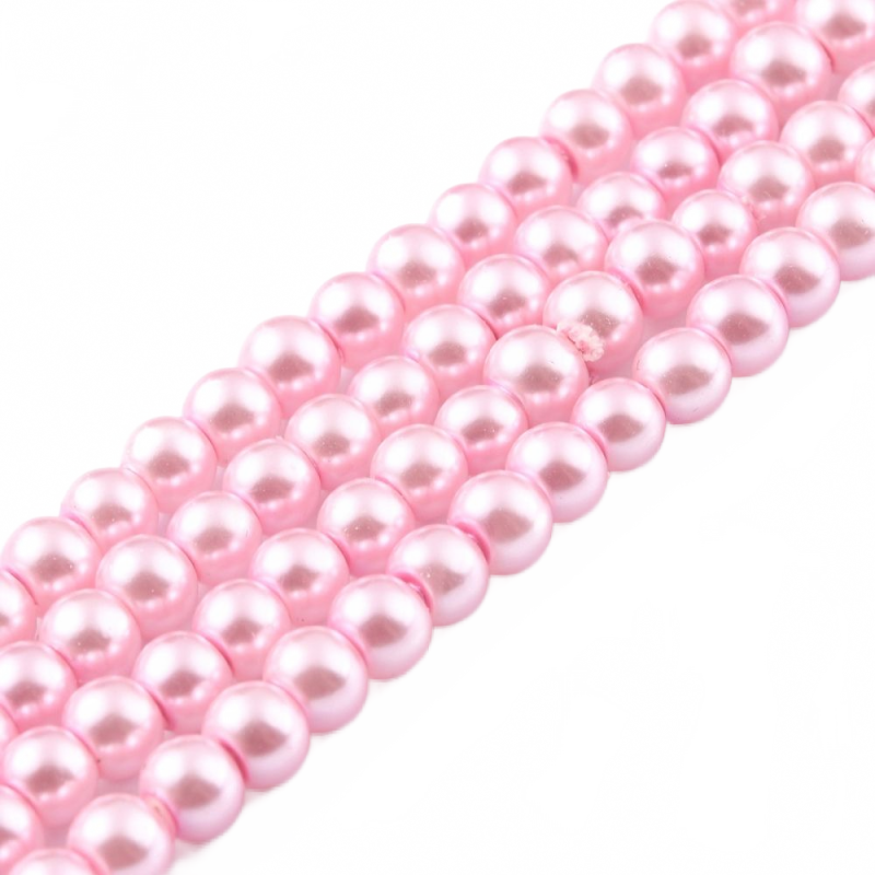 Voskované perle 4 mm, 216 ks, cukrově růžová