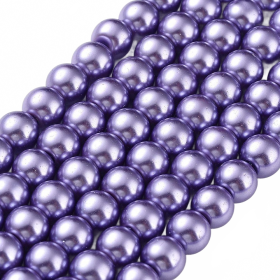Voskované perle 8 mm, 105 ks, fialové