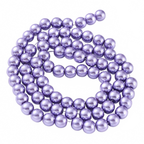 Voskované perle 8 mm, 105  ks,  fialové