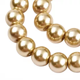 Voskované perle 8 mm, 105 ks, světle zlaté
