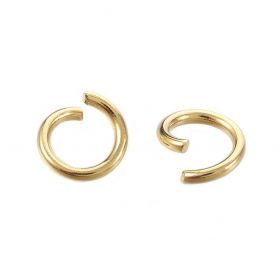 Spojovací kroužek otevřený 6x0,8 mm, 50 ks, chirurgická ocel 304, zlaceno 18 kt zlatem