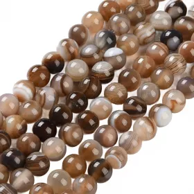 Achát natural 6 mm, 31 ks, camel