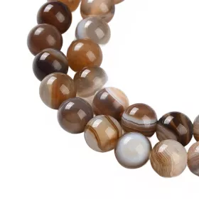 Achát natural 6 mm, 31 ks, camel