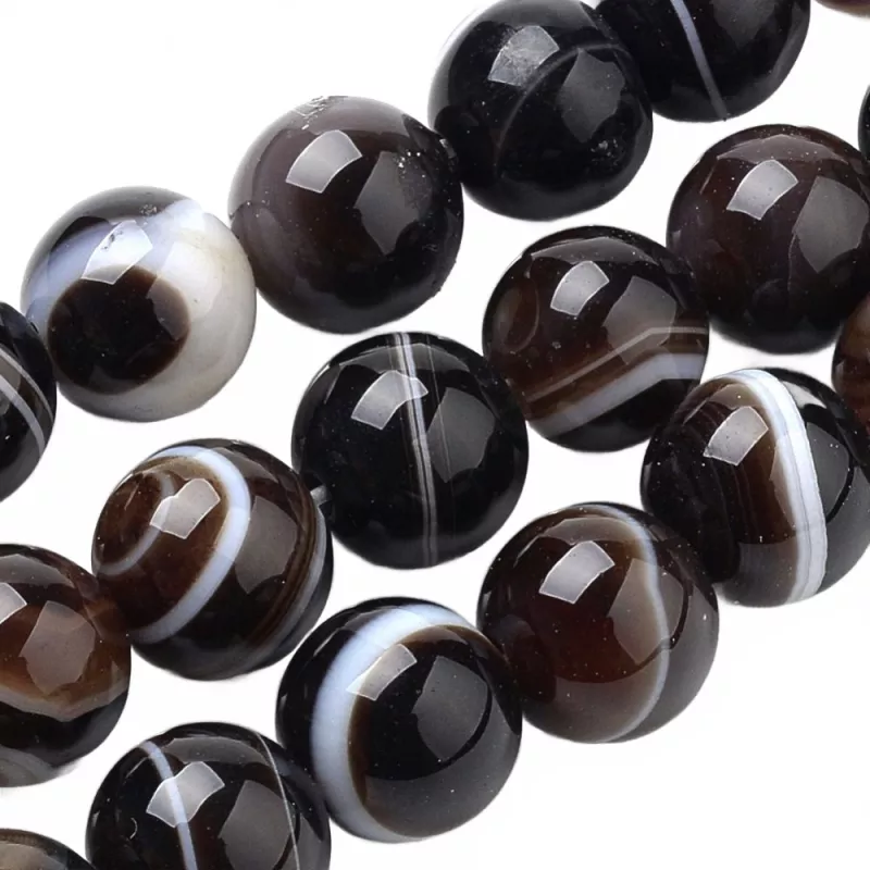 Achát natural 6 mm, 60 ks, černohnědá