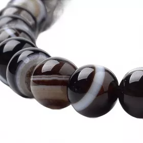 Achát natural 6 mm, 60 ks, černohnědá