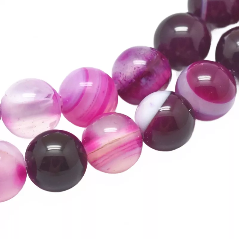 Achát natural 6 mm, 60 ks, fuchsiová