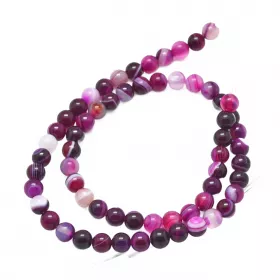 Achát natural 6 mm, 60 ks, fuchsiová