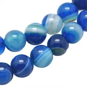 Achát natural 6 mm, 60 ks, modrá/tyrkysová
