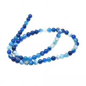 Achát natural 6 mm, 60 ks, modrá/tyrkysová