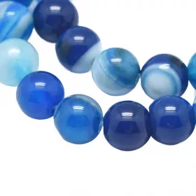 Achát natural 6 mm, 60 ks, modrá/tyrkysová