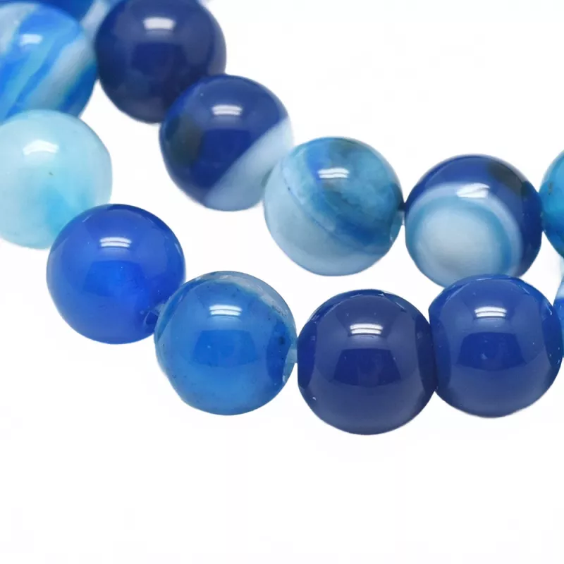 Achát natural 6 mm, 60 ks, modrá/tyrkysová
