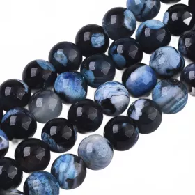 Achát natural 6 mm, 60 ks, praskaná černomodrá