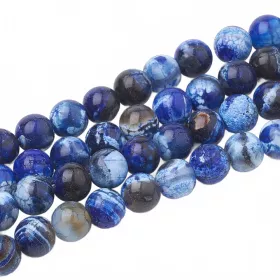 Achát natural 6 mm, 60 ks, praskaná modrá