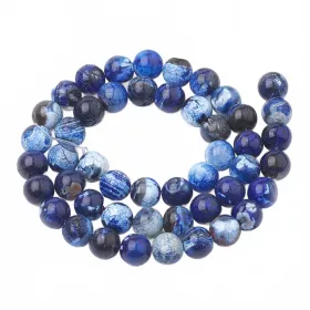 Achát natural 6 mm, 60 ks, praskaná modrá