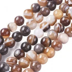 Achát natural 6 mm, 60 ks, světle hnědá