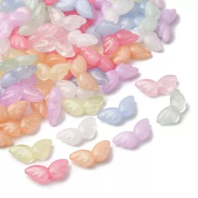 Akrylová andělská křídla 22x9x6,5 mm, 20 ks, plnobarevný mix s luminiscentním efektem