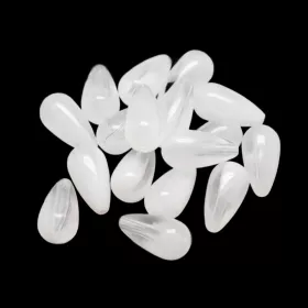 Akrylový drop 14x8 mm, 20 ks, mléčná bílá
