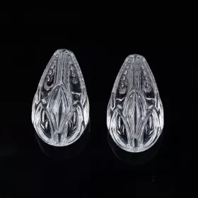 Akrylový drop 20x12 mm, 20 ks, transparentní s reliéfem