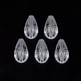 Akrylový drop 20x12 mm, 20 ks, transparentní s reliéfem