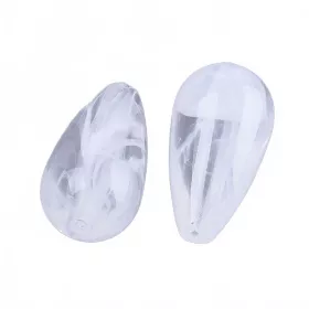 Akrylový drop 22x11,5 mm, 20 ks, mléčná bílá
