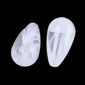 Akrylový drop 22x11,5 mm, 20 ks, mléčná bílá