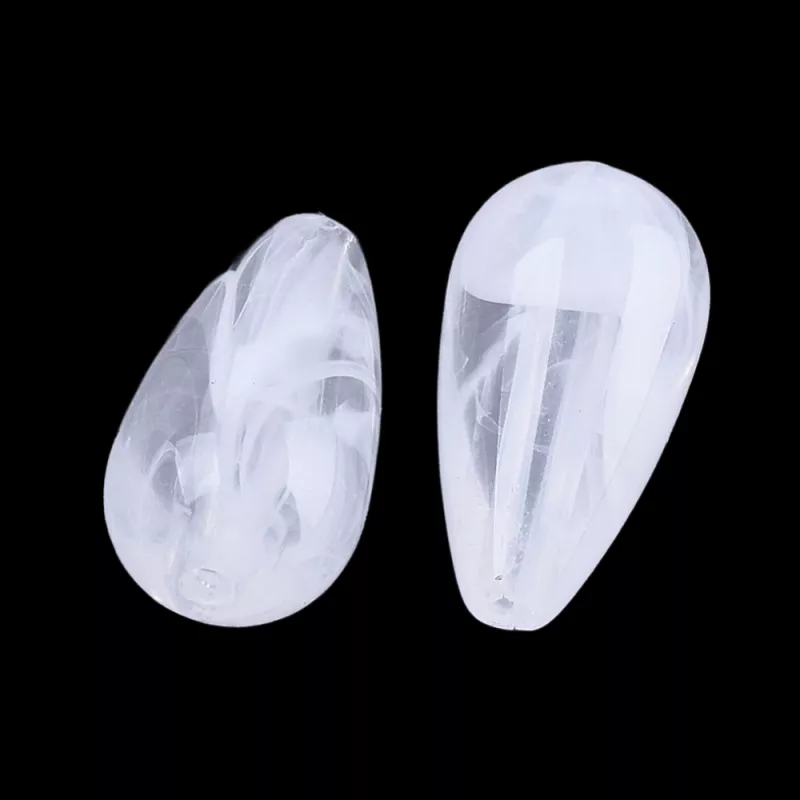Akrylový drop 22x11,5 mm, 20 ks, mléčná bílá