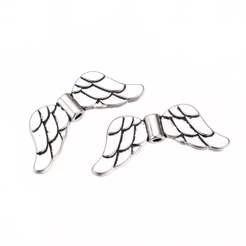 Andělská křídla 29,5x16,5x4 mm, 10 ks, starostříbro