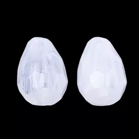 Fazetovaný akrylový drop 13,5x9,5 mm, 20 ks, mléčná bílá