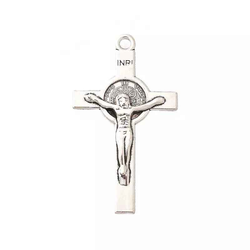 Krížek s ježíšem 36,5x21 mm, 10 ks, starostříbrná barva