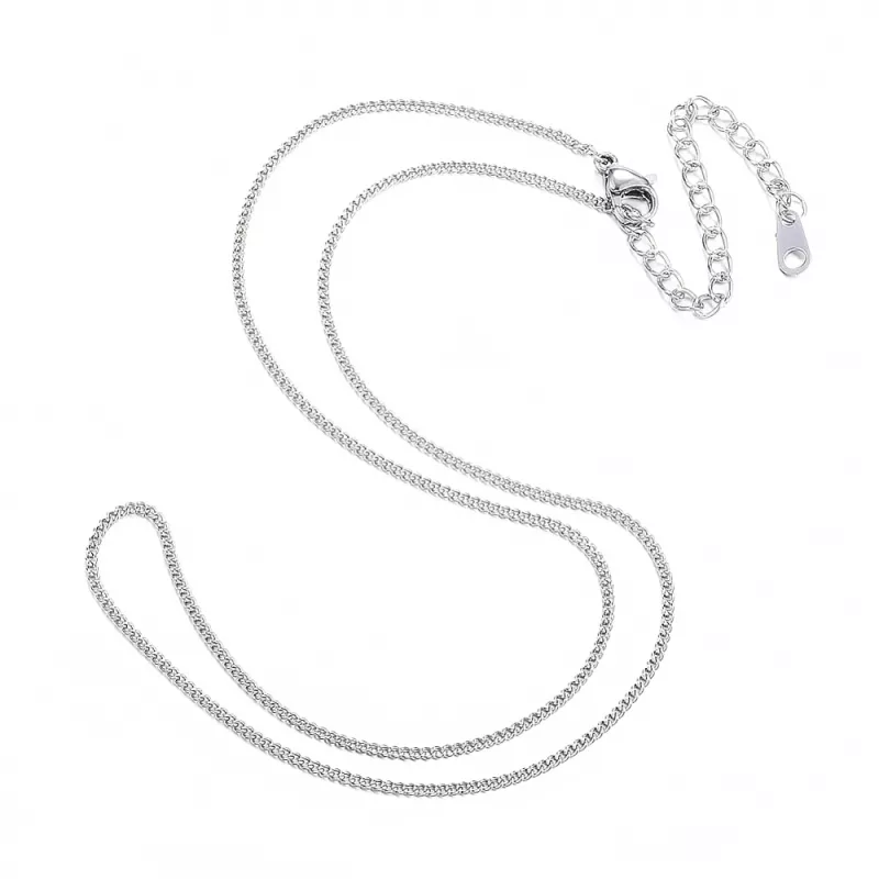 Řetízek s karabinkou, chirurgická ocel 304, šířka 1,5 mm, délka 41 cm