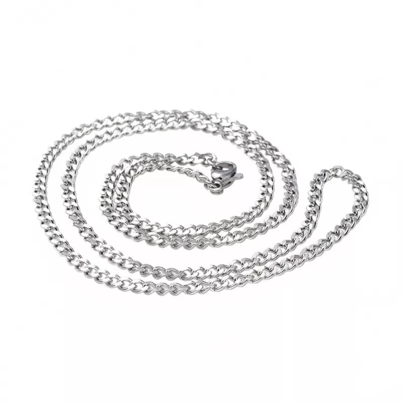 Řetízek s karabinkou, chirurgická ocel 304, šířka 3 mm, délka 50 cm