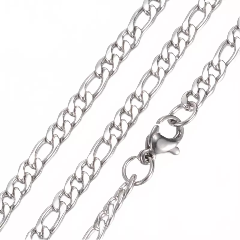 Řetízek s karabinkou, chirurgická ocel 304, šířka 3,7x1,3 mm, délka 45 cm