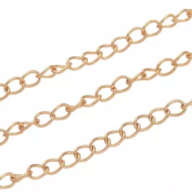 Řetízek z chirurgické oceli, očko 4x3 mm, 1 metr, zlatá barva