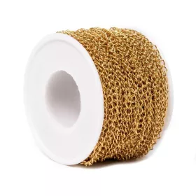 Řetízek z chirurgické oceli, očko 4x3 mm, 1 metr, zlatá barva