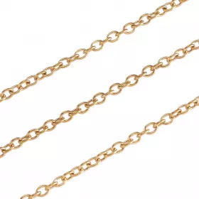 Řetízek z chirurgické oceli, oválné očko 2,5x2 mm, 1 metr, zlatá barva