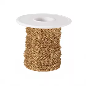 Řetízek z chirurgické oceli, oválné očko 2,5x2 mm, 1 metr, zlatá barva