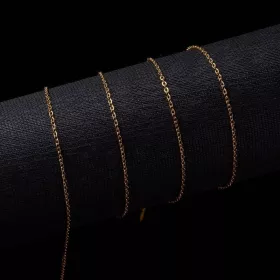Řetízek z chirurgické oceli, ploché oválné očko 2x1,5 mm, 1 metr, zlaceno 18 kt zlatem