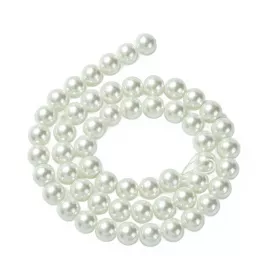 Skleněné perle třída A, 8 mm, 52 ks, bílé