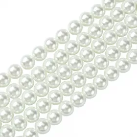Skleněné perle třída A, 8 mm, 52 ks, bílé