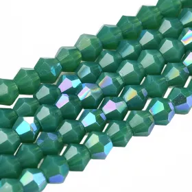 Skleněné sluníčko 3x2,5 mm, 146 ks, plnobarevná zelená s AB pokovem
