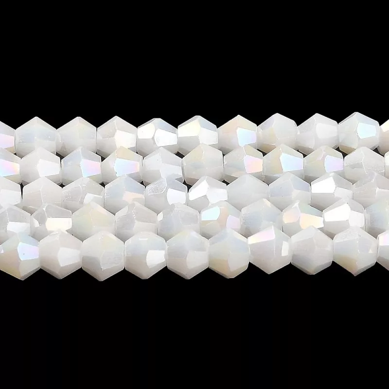 Skleněné sluníčko 4x4 mm, 81 ks, perleťové s AB pokovem