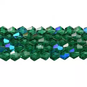 Skleněné sluníčko 4x4 mm, 82 ks, tmavě zelená s AB pokovem
