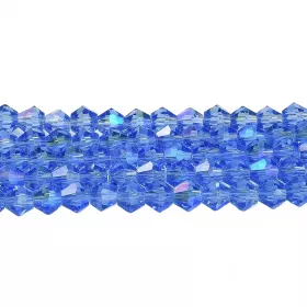 Skleněné sluníčko 4x4 mm, 88 ks, blankytně modrá s AB pokovem