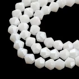 Skleněné sluníčko 4x4 mm, 89 ks, křídově bílé s lustrovým pokovem