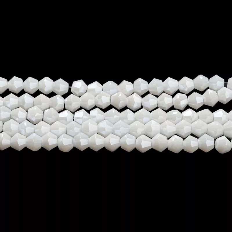 Skleněné sluníčko 4x4 mm, 89 ks, křídově bílé s lustrovým pokovem