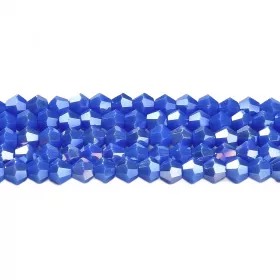Skleněné sluníčko 4x4 mm, 92 ks, plnobarevná modrá s AB pokovem
